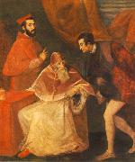 TIZIANO Vecellio Pope Paul III with his Nephews Alessandro and Ottavio Farnese ar USA oil painting artist